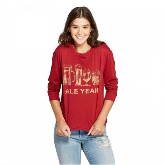 Target Zoe + Liv Ale Yeah red long sleeve t-shirt size extra small New - Picture 1 of 8